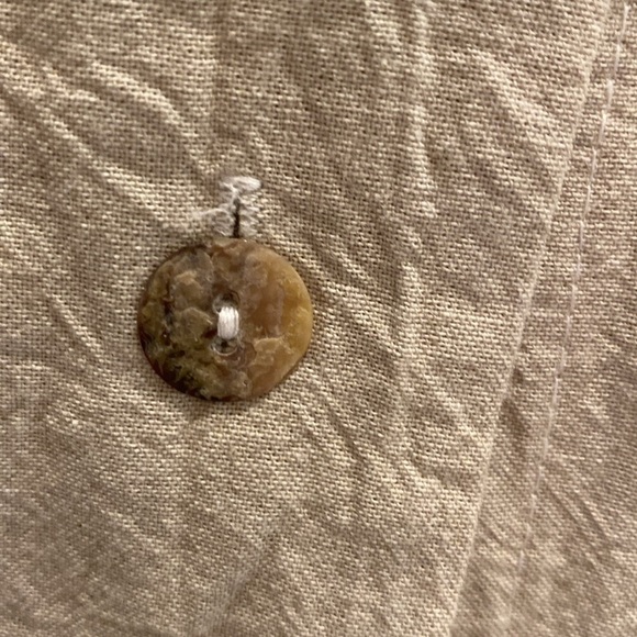 Play Alegre Hand Painted V Neck Boxy L/S Bls Jacket Draw Waist Cotton Oatmeal XL - Picture 7 of 8